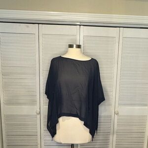 Eileen Fisher Navy Silk Poncho